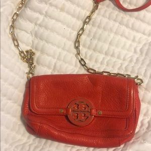 Tory Burch bright orangey red crossbody